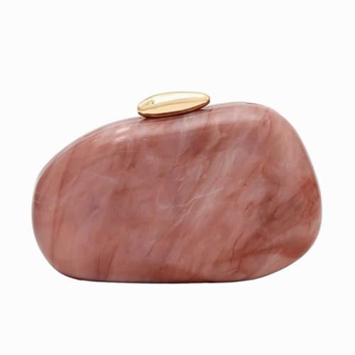 Image of Women Elegant Acrylic Stone Shape Chain Crossbody Bag Chic Marble Shell Purse Wedding Handbag for Banquet Party