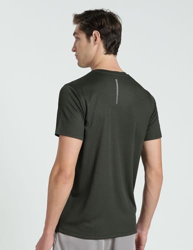 Image of Pump'd Men's Solid Textured Activewear Regular Fit Sports | Activewear | Running | Gym | Plain T-Shirt | Round Neck
