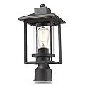 Rosient Outdoor Post Light, Exterior Post Lantern Lamps, Pathway Post Lighting Fixture, Post Lights Fixture in Black Finish with Clear Glass Shade for Garden, Backyard, Patio, Lawn, Driveway