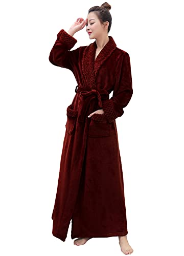 Hellomamma Long Bath Robe for Womens Plush Soft Fleece Bathrobes Nightgown Ladies Pajamas Sleepwear Housecoat