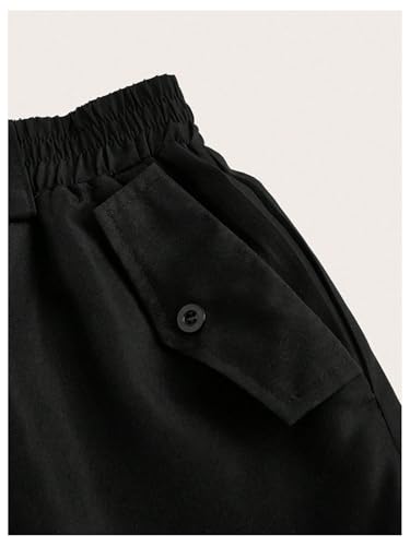 Women's Drawstring Cargo Skirt Elastic High Waist Midi Skirts with Pockets4