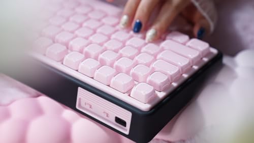Image of ZORNHER UR82 Wireless Mechanical Keyboard, 75% Pink & Black Creamy Keyboard with Glossy Jelly Cat-Ear Keycaps,Hot-Swappable RGB Gaming Keyboard for Windows /Mac, BT /2.4G /USB-C