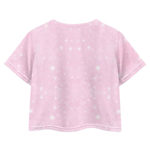 Image of Girls Fashion Crewneck Tee Shirts Casual Short Sleeve Crop Top Summer Outfits 5-14 Years Old
