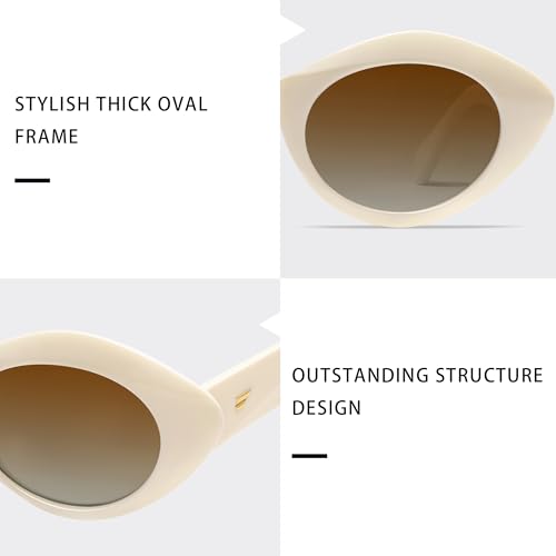 Image of VANLINKER Polarized Trendy Thick Oval Round Sunglasses for Women Retro Shades VL9825