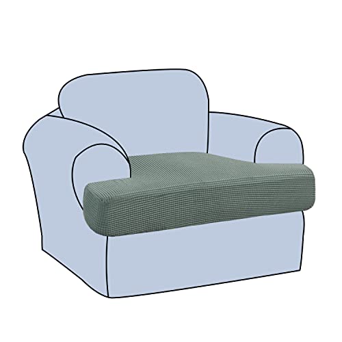 H.VERSAILTEX Funda elástica para sofá con forma de T para sala de estar, sillón, funda de asiento con bandas elásticas, tela jacquard más gruesa, color salvia