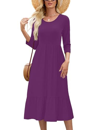 Image of Heymoments Women's Summer Short Sleeve Dresses Casual T-Shirt Flowy Tunic Ladies Beach Sundress
