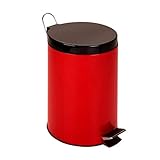 Honey-Can-Do TRS-02073 Stainless Steel Step Trash Can with Liner, Red, 12-Liter/3-Gallon