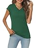 Cuptacc Ladies T Shirts Vneck Summer Tops for Women UK Elegant Outfits Clothes Funny Tshirts Women Lightweight Tunic Tops ArmyGreen XXXL 28-30 #2