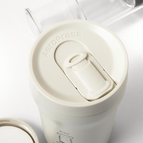 Image of AeroPress Go Plus, Small Portable Coffee Maker Kit, Travel, Camping & Office, All-in-One French Press, Pour-Over & Espresso Style Manual Brewer, 2 Min Brew for Less Bitterness, More Flavor, Cream