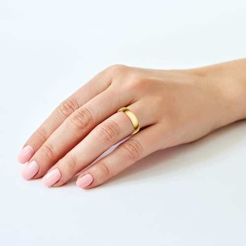 Women's 10K or 14K Rose, White or Yellow Gold 4MM Petite Classic Plain Wedding Band by Brilliant Expressions4