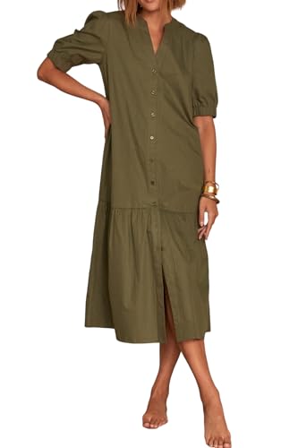 Image of Women's Casual Short Sleeve Drop Waist Dress with Pockets