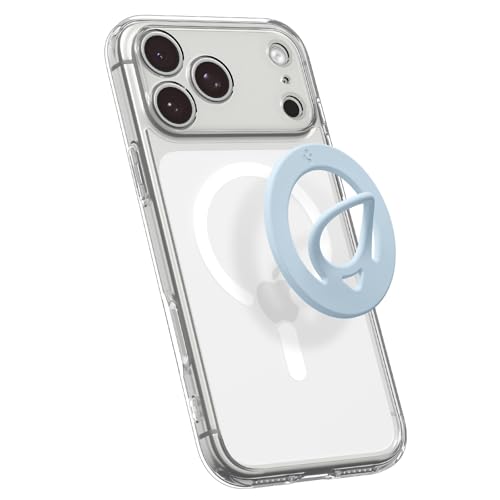 Image of Spigen Dual Pop Magnetic Ring Holder with Finger Loop - Magsafe & Pixelsnap Compatible with iPhone 17 /16 /15 /14 /13 /12, Pixel 10 Series [Soft Silicone Texture] [Strong Magnet] - Light Blue (Slim)