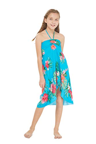 Girl Hawaiian Halter Dress in Pretty Tropical Hot Pink