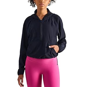 altiland Lightweight Workout Jacket for Women, Cropped Athletic Gym Running Hoodie, UV Protection Half Zip Pullover UPF 50+