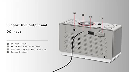 Wekkerradio met Bluetooth-luidsprekers, digitale FM-radio, dubbel alarm met snooze, koptelefoonaansluiting, mobiele telefoon opladen via USB, nachtlampje iTOMA CKS708 - Image 7