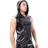 Heren kunstleer tank top onderhemd wetlook capuchon mouwloos vest muscle shirt clubwear