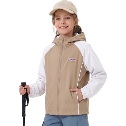 Image of WELAKEN Lightweight Jacket for Girls Kid Teen Waterproof Windbreaker Hooded Rain Coats with Pockets