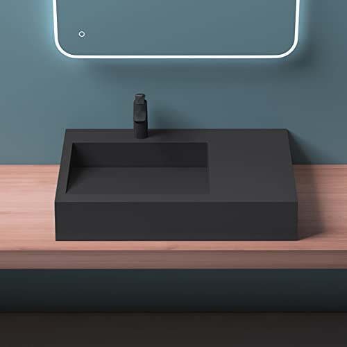 Mai & Mai Waschbecken Hängewaschbecken Aufsatzwaschbecken Col11, BTH:75x50x13cm, in weiß, Mineralguss, rechteckige Form