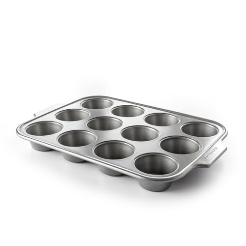KitchenAid Bakeware moule à muffins en acier aluminisé, revêtement antiadhésif sans PFAS, compatible four et lave-vaisselle, gris