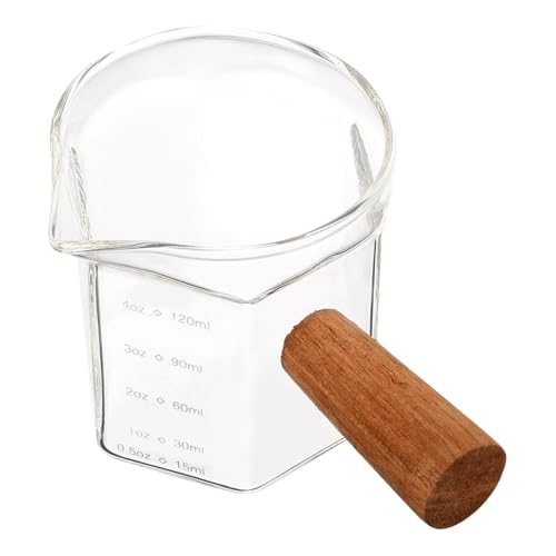 MAGICLULU Espresso Messbecher aus mit Holzgriff Transparentes Kaffeekännchen für Präzise Milch und Sahneportionierung für Zubereitung von Espresso und Latte Art Zufällige MAGICLULU Espresso Messbecher aus mit Holzgriff Transparentes Kaffeekännchen für Präzise Milch und Sahneportionierung für Zubereitung von Espresso und Latte Art Zufällige