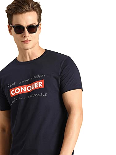 Image of Bewakoof Men's Printed 100% Cotton T-Shirt - Regular Fit, Round Neck, Half Sleeves