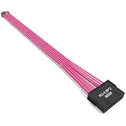 SIRLYR Cable GPU PCIE de 12 + 4 pines a 16 pines, cable alargador PSU hembra a macho para RTX 3090 tarjeta gráfica fuente de alimentación 16AWG rosa