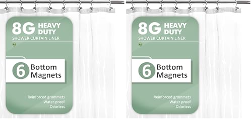 Image of Barossa Design Extra-Long Shower Curtain with 84 inches Height (72x84),PEVA - Waterproof,Eco-Friendly, Non-Toxic, Odorless, PVC Free, Metal Grommets (Clear) (Pack of 2)