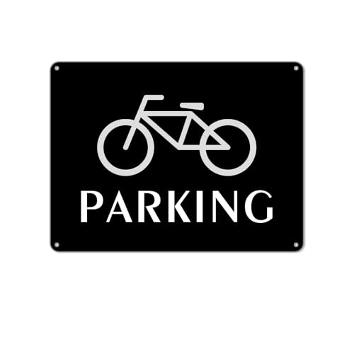 PARKING/自転車置き場 防水アルミ製看板 。ぶらさげる注意安全標識 4個結束バンド止め 取付簡