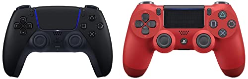 Image of DualSense Wireless Controller Black & Sony PS4 Dualshock Magma - V2 (Red)