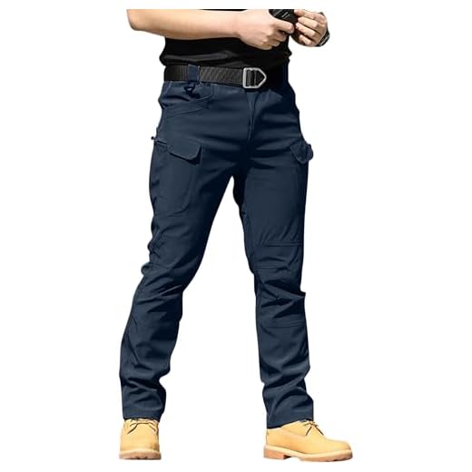 YAOBAOLE Pantalon Tactique Homme Militaire Pantalon Cargo Homme Pantalons de Travail Pantalons Imperméable Bleu Marine M