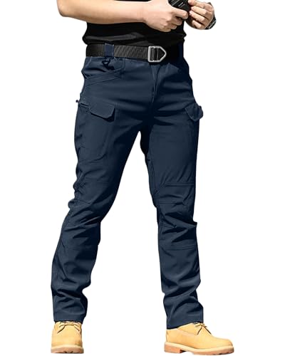 YAOBAOLE Pantalon Tactique Homme Pantalons Treillis Pantalon Militaire Homme Pantalons Chasse Cargo Bleu Marine XXL