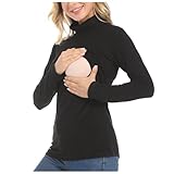 Damen Rollkragen Stilltop Stillpullover Umstandspullover Rollkragenshirt Casual Stillpulli Umstandsshirts Langarm Schwangerschaft Kleidung Tops Umstandsmode Schwangerschaftsshirt Basic Stillshirts (M)