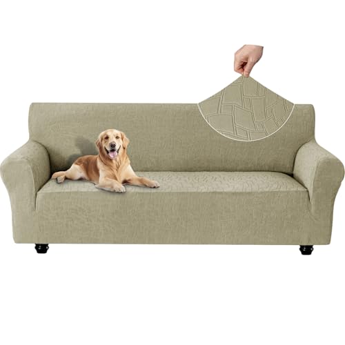 Ystyle Housse Canapé 3 Places, Housse De Canapé Extensible Universelle, Couverture Canape Antidérapante Lavable, Protege Canape Chien Chat, Protection Canapé avec Accoudoirs, Kaki