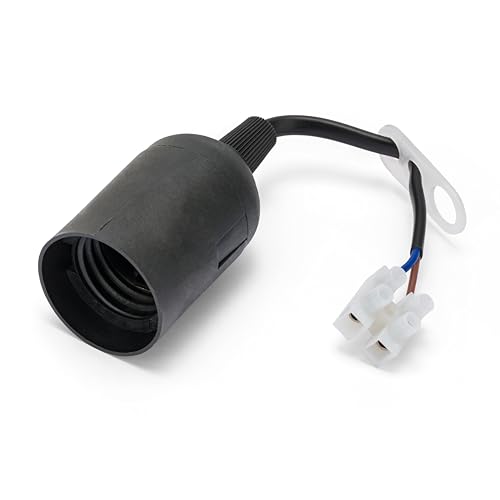 Portalámparas premontado con cable de alimentación y bloque de terminales. E27. Cable de 16 cm. Color negro.