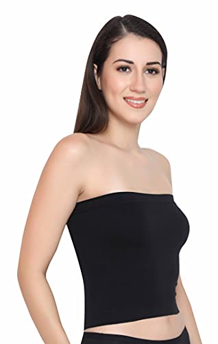 GLAMORAS Women Nylon Spandex Non Padded Non Wired Comfort Fit Seamless Strapless Stretchable Crop Top Long Bandeau Tube Top Inner Camisole - Free Size - Image 3