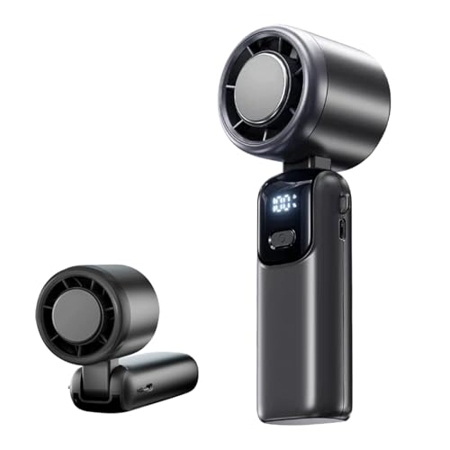 Satiskid Portable Handheld USB Fan 29000 RPM High-Speed Turbo Fan 4000mAh Rechargeable Mini Hand Held Cooling Fans, LED Display, 6H Runtime, 6 Wind Gear, Lightweight Neck Cooler for Travel/Commute