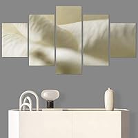 SIGNWIN 5 Panel Canvas Wall Art White Petal for Home Decorations Ready to Hang - 60