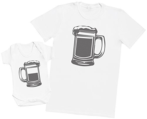 Zarlivia Clothing Dad Pint and Baby Half Pint - Ensemble Père Bébé Cadeau - Hommes T-Shirt & Body bébé - Blanc - L & 3-6 Mois