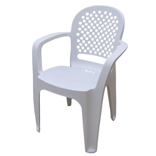 Image of Cello Crystal Armrest Plastic Chair with Matt Finish | Chairs for Living Room, Garden, Home Indoor and Outdoor Use (Colour: White, Set of 2)