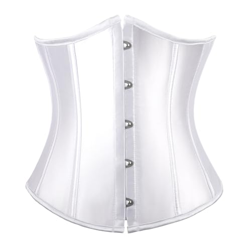 TRIWORKS Weiß Korsett Damen Corsage Bustiers Unterbrust Korsett Satin Lace Up Waist Cincher für Halloween und Karneval M