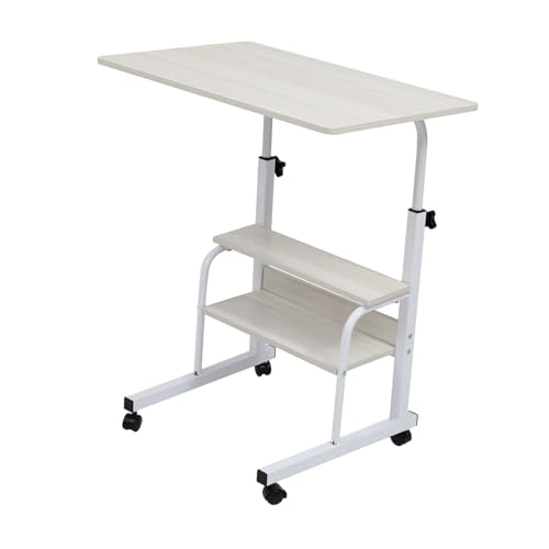 Gadpiparty 1pc Movable Height Desk Compact Bedside Table for Laptop Use Wheels for for Bedroom Home Office Sleek Finish