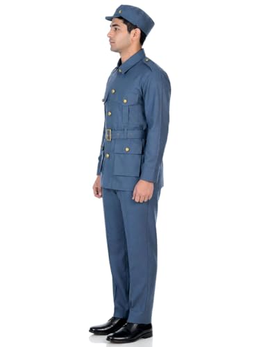 Image of BookMyCostume Premium Fabric Indian Air Force with Whistle Professional Community Helper Fancy Dress Costume - Grey Adults S-M