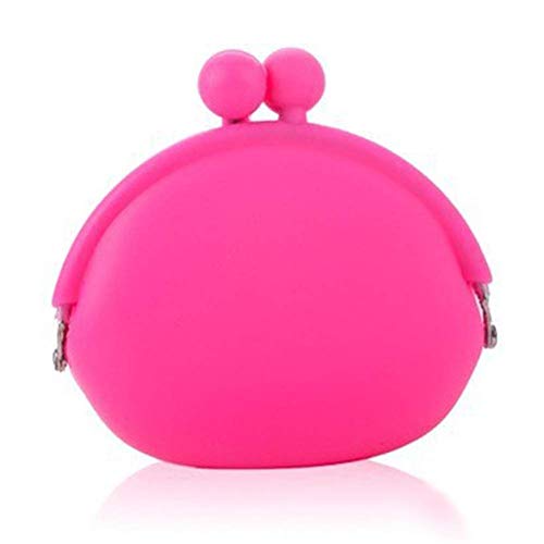 Preisvergleich Produktbild Lounayy Frauen Geldbörse Niedlichen Silikon Runde Geldbörse Basic Mode Brieftasche Weichgummi Mini Schlüssel Tasche Für Mädchen Kinder Einfarbig Haspe Tasche(Rose) Sale Burobedarf Täglich Gebrauch Pro