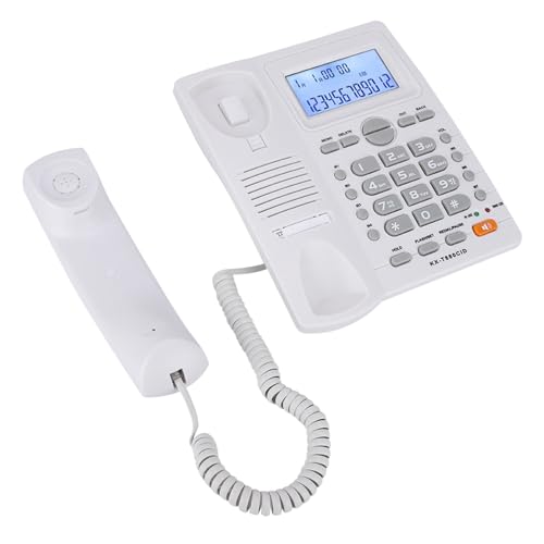Teléfono con cable con identificación de llamada y altavoz blanco miniatura 5