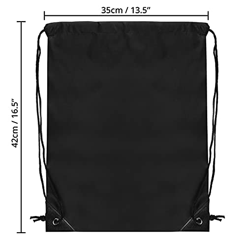 Belle Vous Zwarte Trekkoord Gymtassen (12 Pak) – 42 x 35 cm – School Sport Rugzakken voor Opslag, Reizen en Zwemmen – Unisex Tote voor Heren, Dames, Volwassenen en Kinderen - Image 3