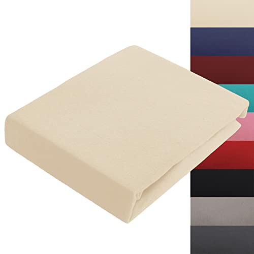 Spannbettlaken 140x200 - 160x200 cm Thermo Fleece Winter Flausch Bettlaken Spannbetttuch Weich Gemütlich Microfaser Teddyflausch, Farbe Beige Cover