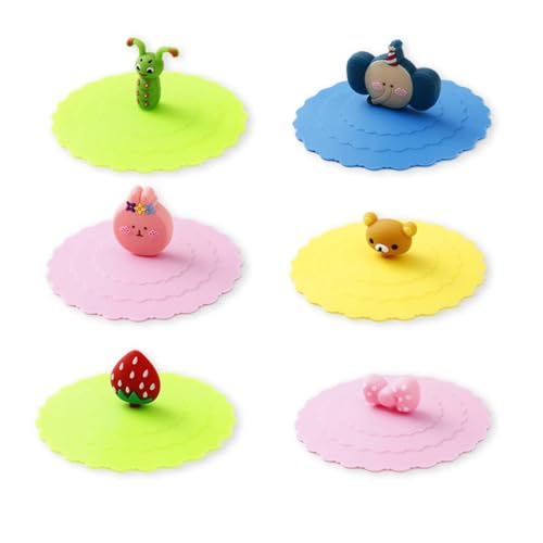 SULIUDAJI 6 Piezas Tapas Silicona De Taza, Cubierta Antipolvo Reutilizable, Para Tazas De Café, Cristal