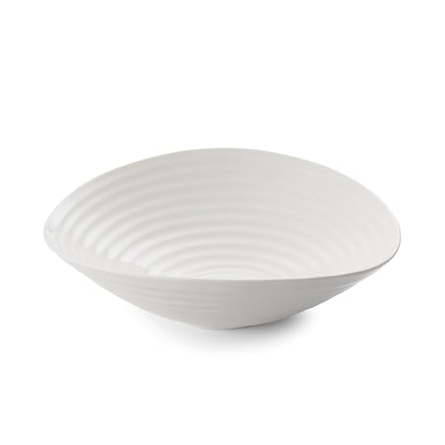 Image of Portmeirion Sophie Conran White Medium Salad Bowl, 11 Inch Serving Dish for Pasta, and Fruit, Made from Fine Porcelain, Tableware for Buffet, Kitchen & Dining, Hosting & Gift