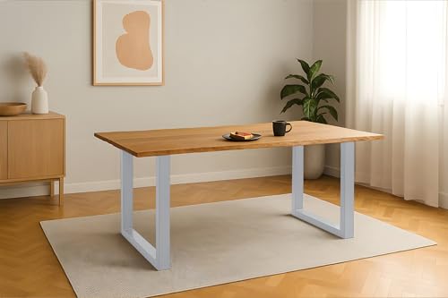 SAM Esstisch Salvador | 200 x 100 cm | Eiche massiv + geölt | Baumkante | U-Gestell Metall Silber | pflegeleichter Esszimmertisch/Küchentisch/Eichenholz-Tisch/Holztisch aus Wildeiche SAM Esstisch Salvador | 200 x 100 cm | Eiche massiv + geölt | Baumkante | U-Gestell Metall Silber | pflegeleichter Esszimmertisch/Küchentisch/Eichenholz-Tisch/Holztisch aus Wildeiche