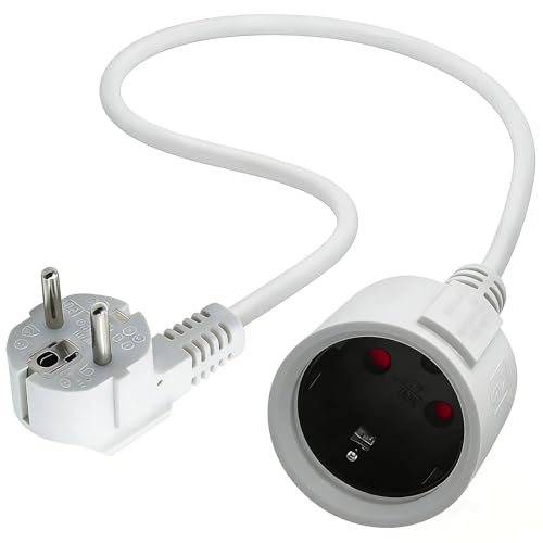 Schuko Verlängerungskabel Kurz Schutzkontakt Verlängerungskabel Weiß 16A /250V Netzkabel Steckdosenverlängerung 3x1 5 mm 16A 250V IP44 Für Zuhause Büro Außenbereich 90 Grad
